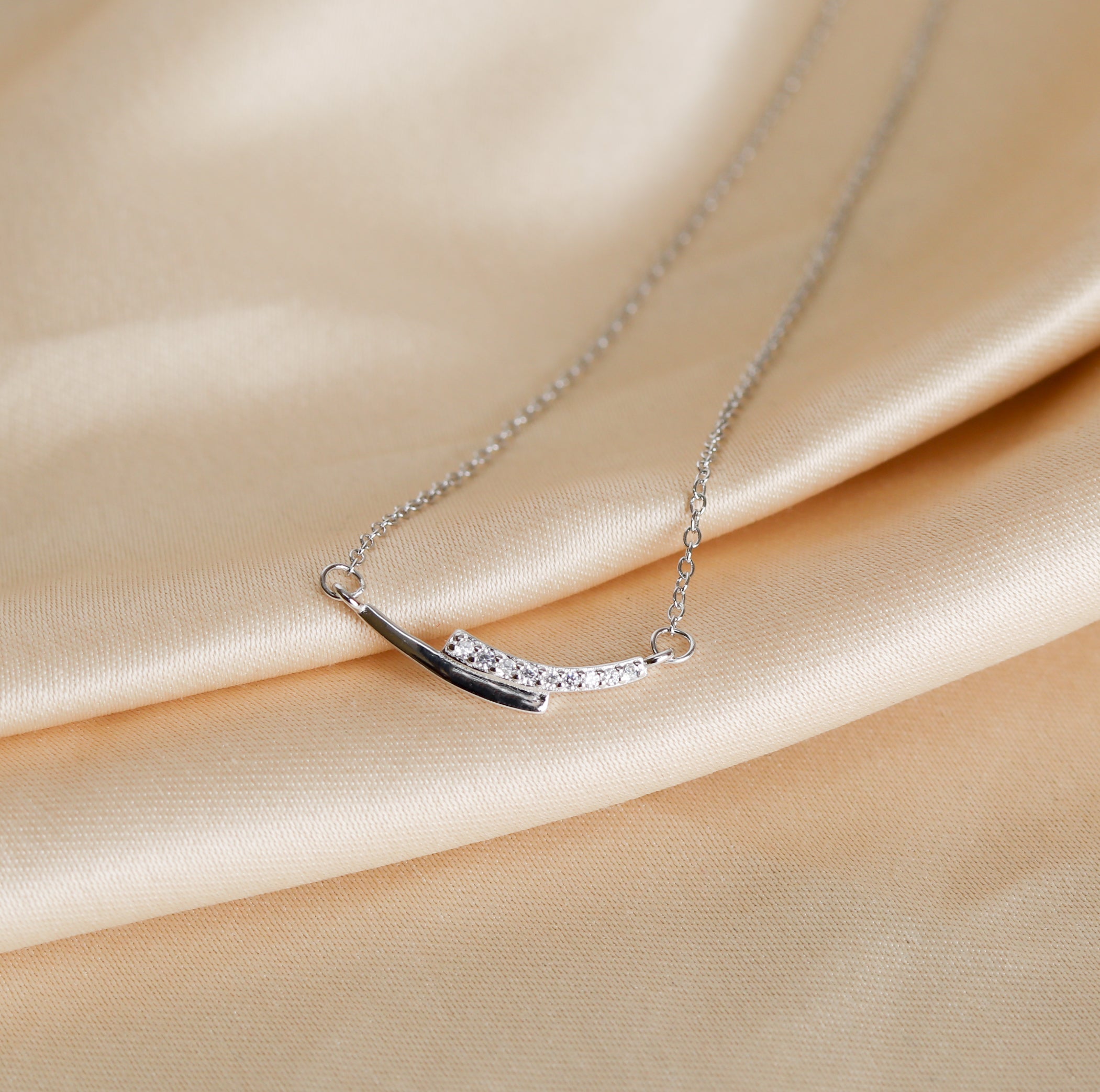 Black Enamel Zircon Necklace