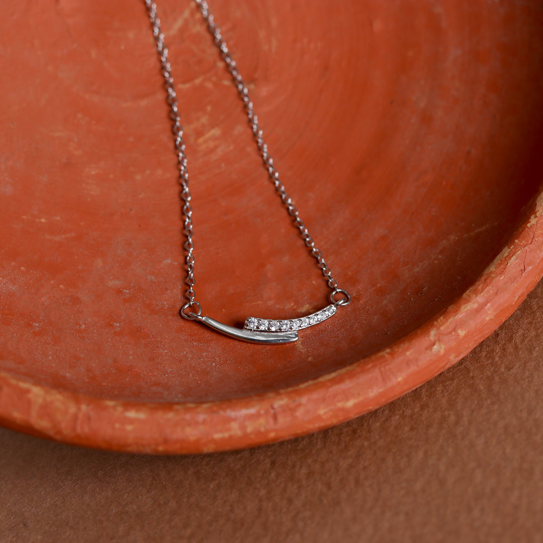 Black Enamel Zircon Necklace