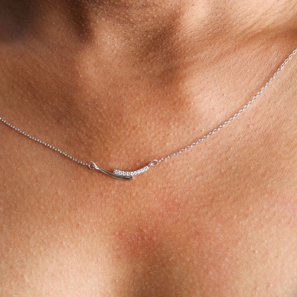 Black Enamel Zircon Necklace