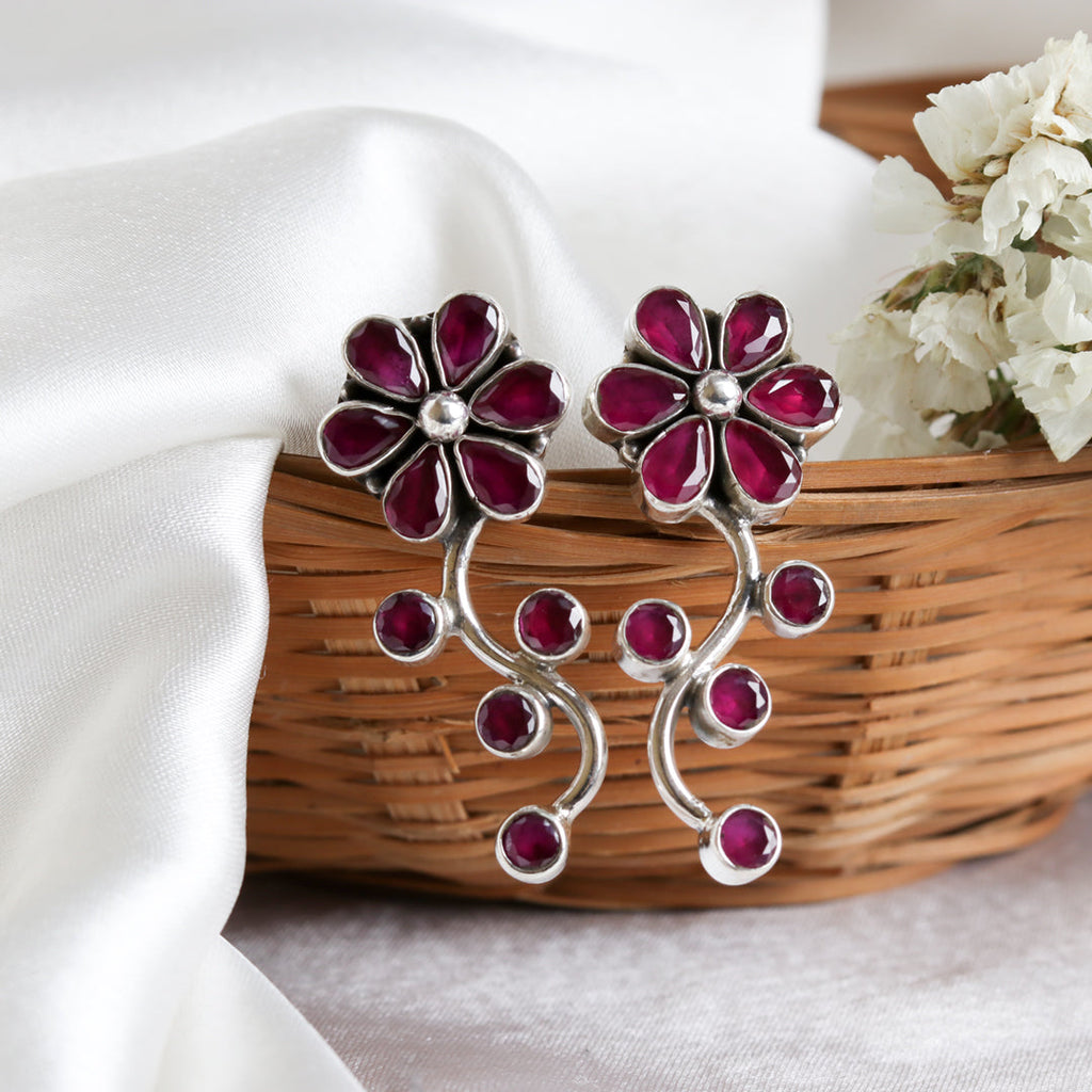 Floral Ruby Earrings