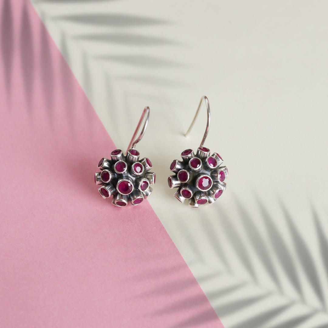 Spiked Hydro Ruby Earrings